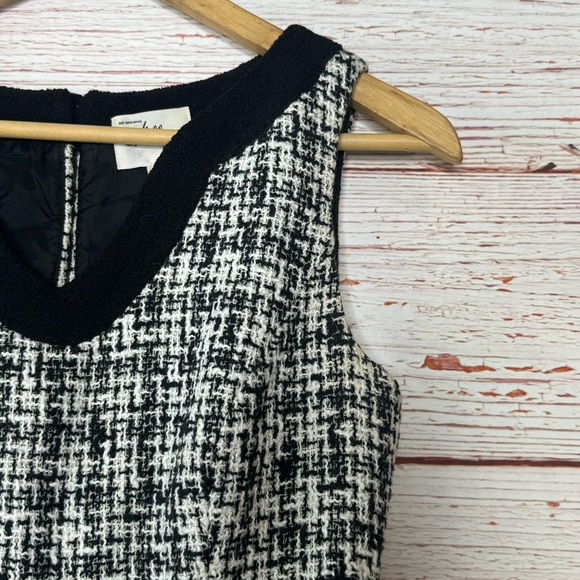 Milly of New York Boucle Tweed Sleeveless Sheath Dress Black/White Sz 0 - Picture 5 of 14